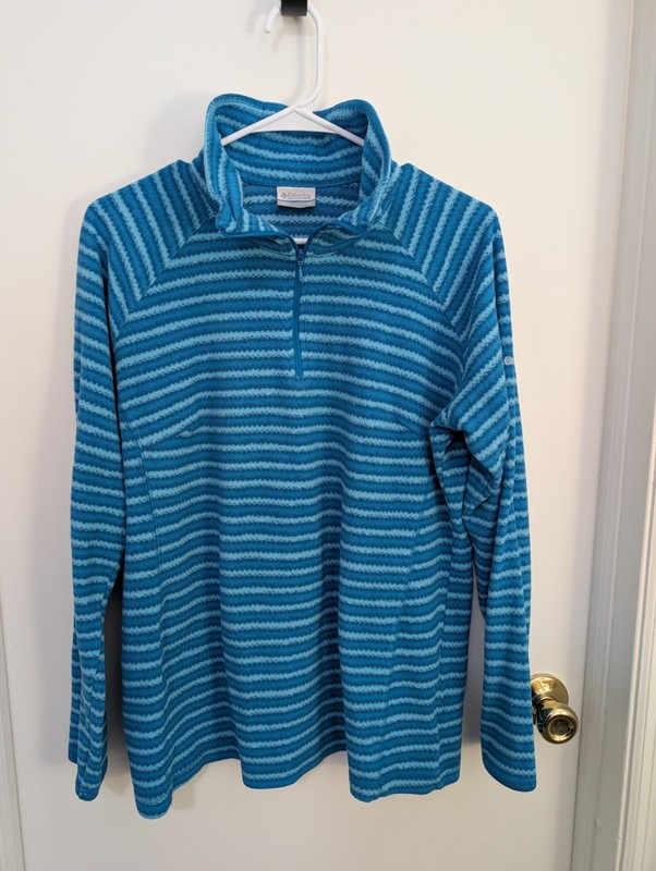 Columbia 3/4 Zip Size XL Turquoise Fleece Lightweight Women's Pullover