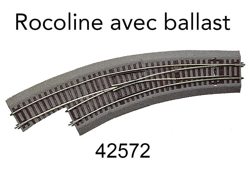 Aiguillage courbe gauche BWl3/4 Rocoline ballast souple pour train miniature HO Roco