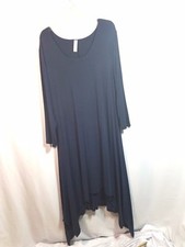 Heathmoor Dress Navy XL Shark Bite Boho Lagenlook Long Sleeve Rayon Spandex NWOT