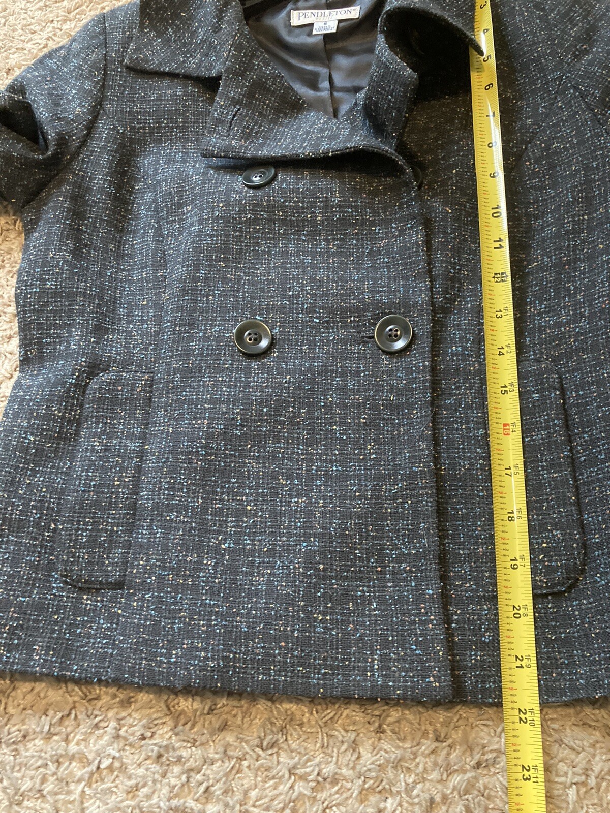 Pendleton  Virgin Wool Crop Blazer Jacket Blue/Gr… - image 9