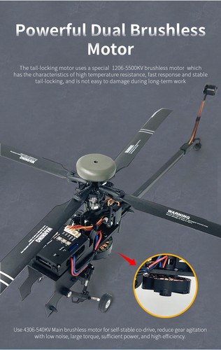 YXZNRC F11 AH-64D Apache RC Hubschrauber 6-Axis 3D 2.4G 6CH Brushless Flybarless - Bild 10 von 21