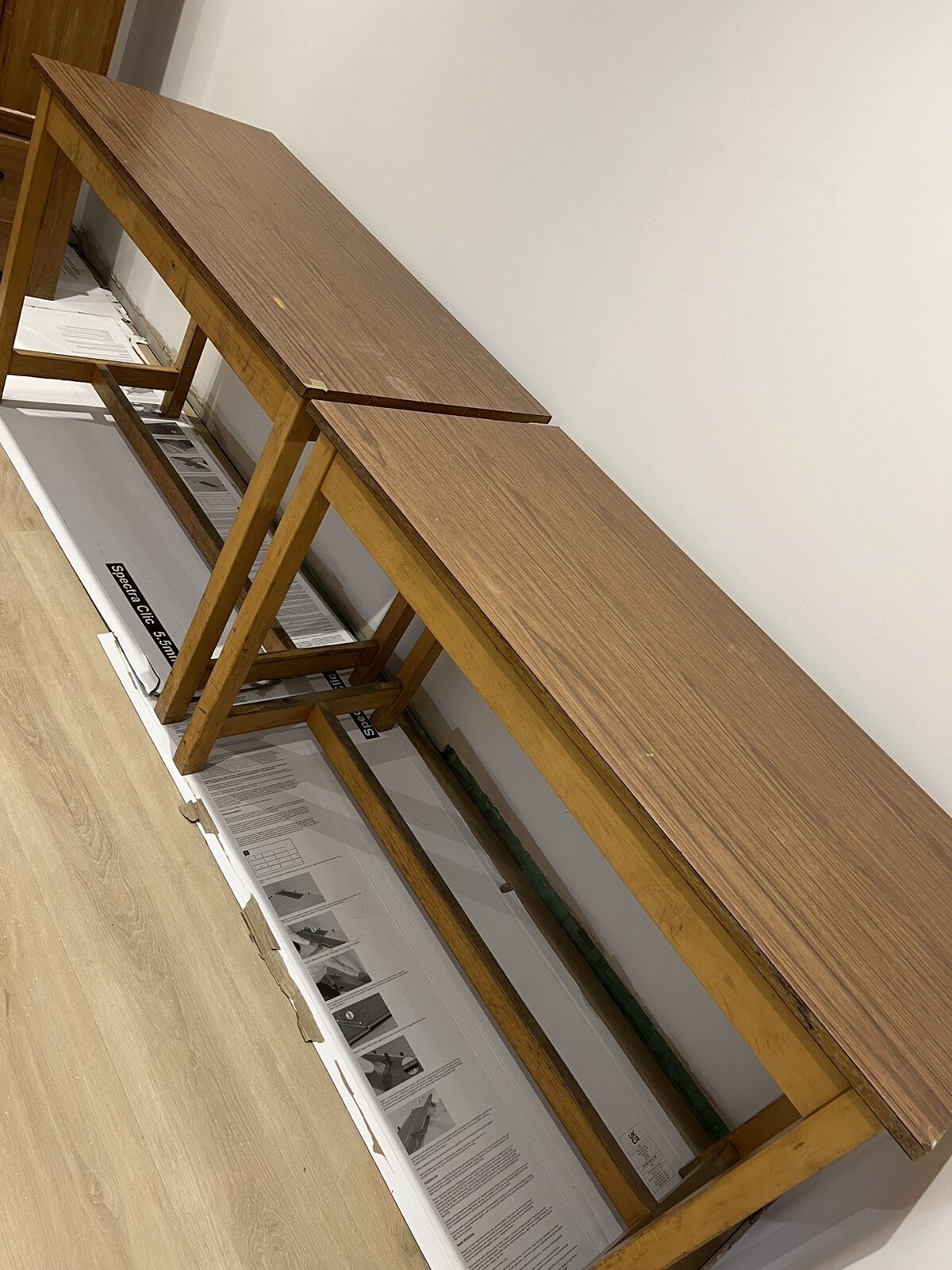 Teak & Melamine Old School Benches Retro Job Lot Table Office Study eBay