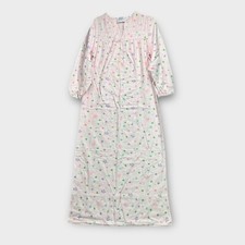 VTG Flannel Pajama Dress Nightgown Floral Cottagecore Pink S Sears 100 Cotton