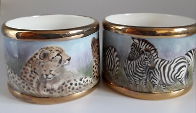 Freihandbemalte und gestaltete Serviettenringe von Gepard und Zebra von Sandra Selby