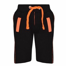 Kids Boys Shorts Fleece Black N.Orange Chino Shorts Knee Length Half Pant 2-13