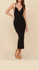 Reformation Brant Dress ribbed bodycon midi 90s black soft stretch sz L