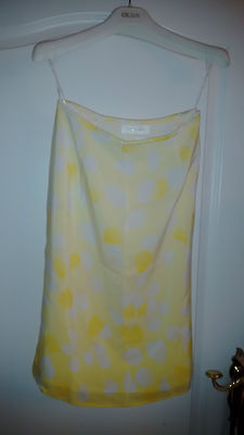 LUXURY FLORAL ESCADA COUTURE skirt gold art print skirt 34/36 SILK wedding classy