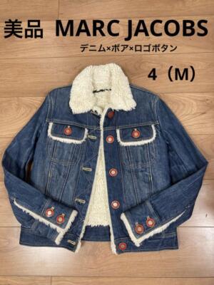 MARC JACOS Denim Boa Jacket Red Buttons Size 4 | eBay