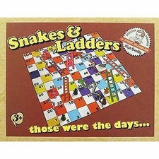 Retro Snake & Ladders Set Kids Traditional Classic Travel Board Game Play Family