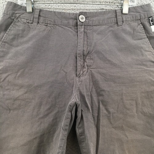 Mambo Chino Shorts Mens 34 (actual 35x10) Gray Cotton Mid Rise Flat Front Button - Picture 2 of 19