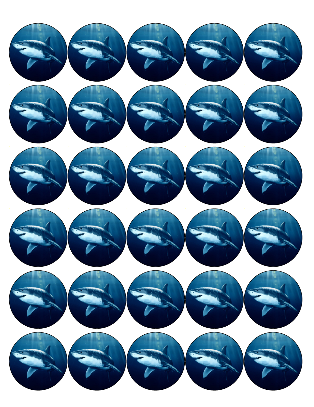 30x GREAT WHITE SHARK PREMIUM EDIBLE DECOR ICING FAIRY CUPCAKE TOPPERS JAWS D1