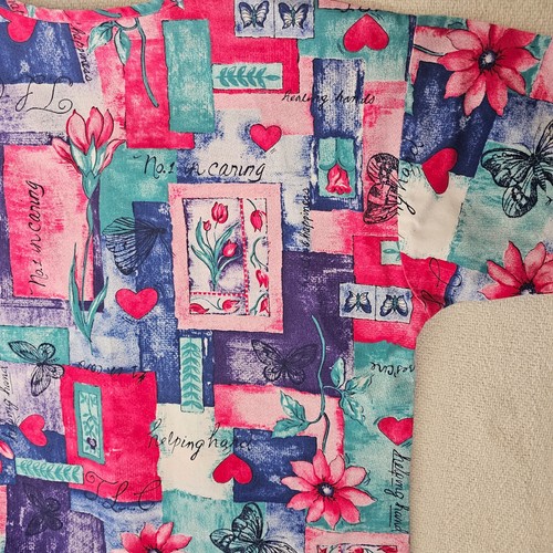 Vintage Crest Scrub Top Womens Medium Floral Pocket V-Neck Medical USA Made - Picture 8 of 8