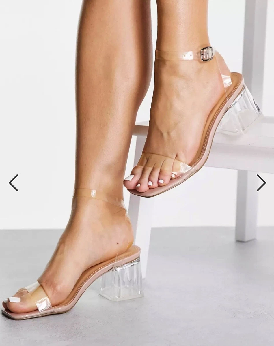 Beige and best sale clear heels