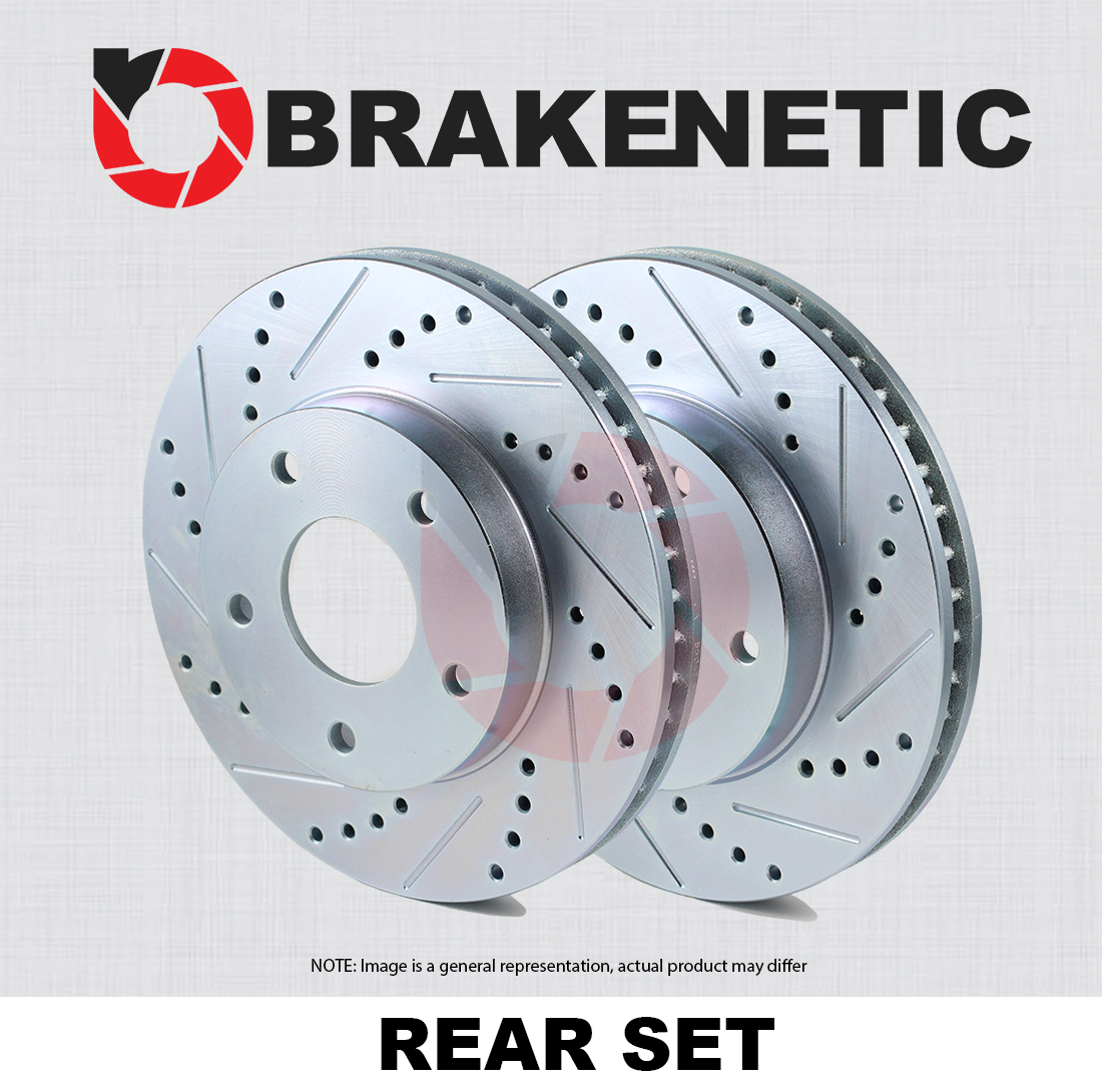 REAR SET BRAKENETIC Sport Drilled Slotted Brake Rotors 345mm
