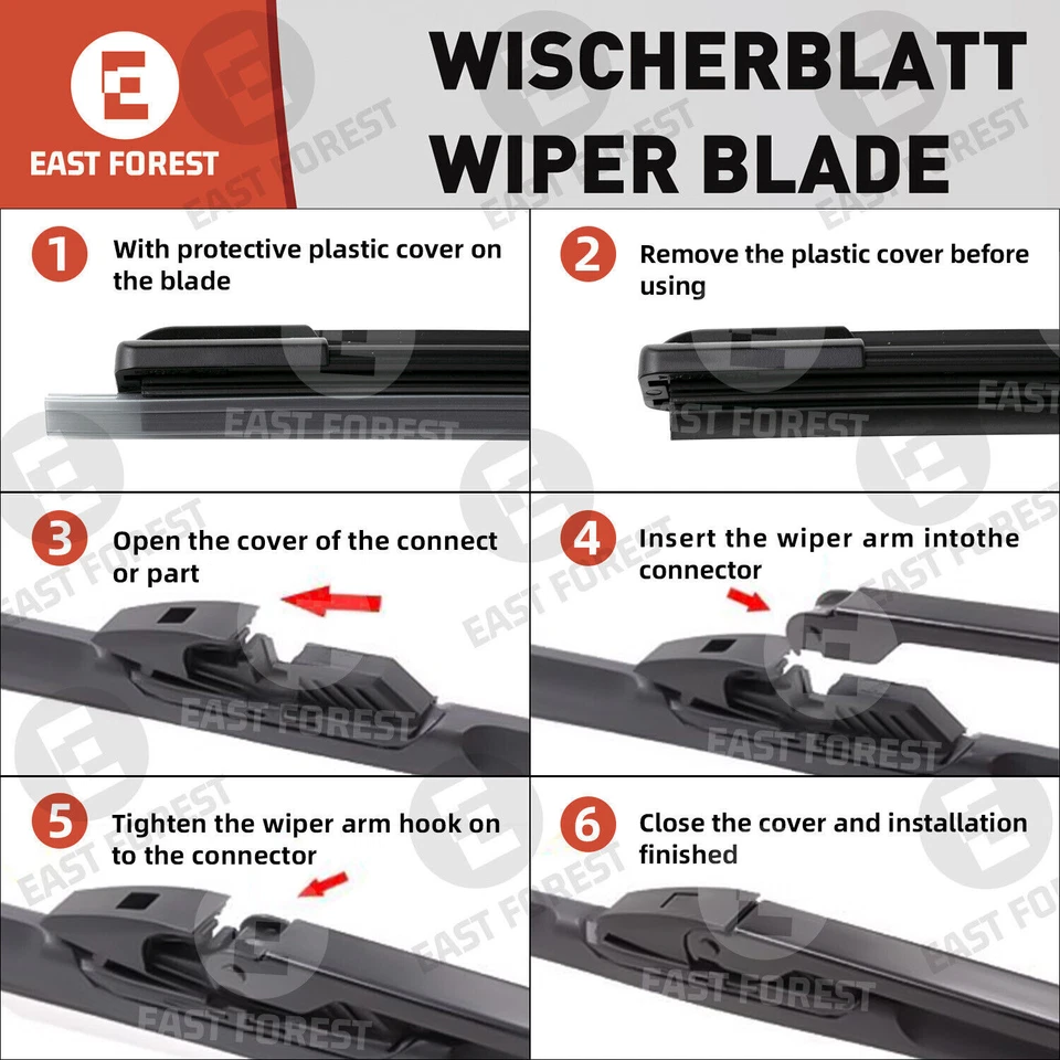 FOR Mercedes-Benz C280 2006-2007 Windshield Wiper Blade Pair Set of 22"+22" — 第 2/4 张图片