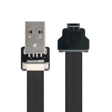 CY Down Angled USB 2.0 Type-A Male to Micro USB 5Pin Male Data Flat Slim Wire
