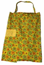 VINTAGE 70’s Handmade Yellow Green Orange Flower Power Apron Smock Top One Size