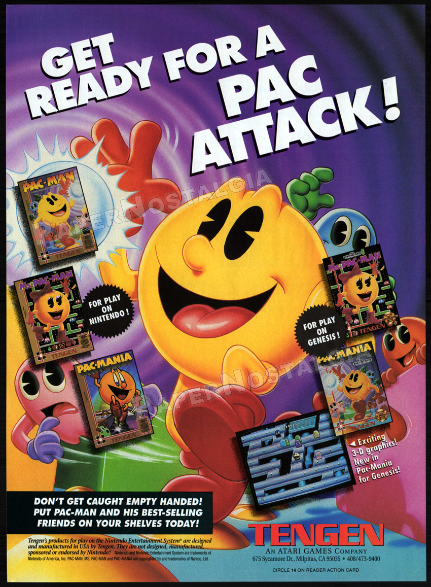 PAC ATTACK - Original 1991 Trade AD / ADVERT _ Nintendo _ Genesis