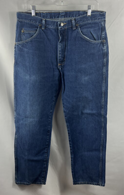 Wrangler Men's Medium Wash Blue Denim Straight Leg Casual Basic Jeans Size 36X30
