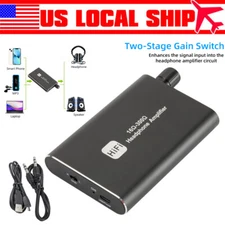 16-300Ω HIFI Headphone Amplifier Portable Earphone AMP 3.5mm w/ Audio USB Cable