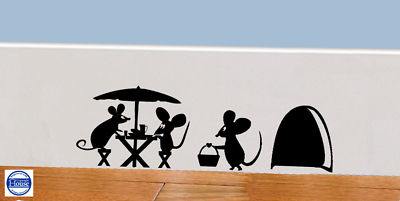Maus Loch Wandbild Aufkleber Picknick Vinyl Aufkleber Mäuse Haus Sockelleiste lustig