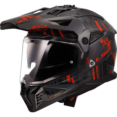 Pioneer II Crazy Dual Road LS2 MX702 Enduro Helmet Matte Black Grey Red