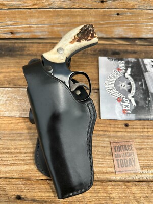 Vintage Shoemaker 32PL Black Leather Paddle Holster For S&W 4'' L 686 586