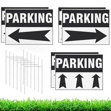 6 Pcs Parking Signs with Metal H Stake 16 x 12 Inches Event Parking Sign for ...