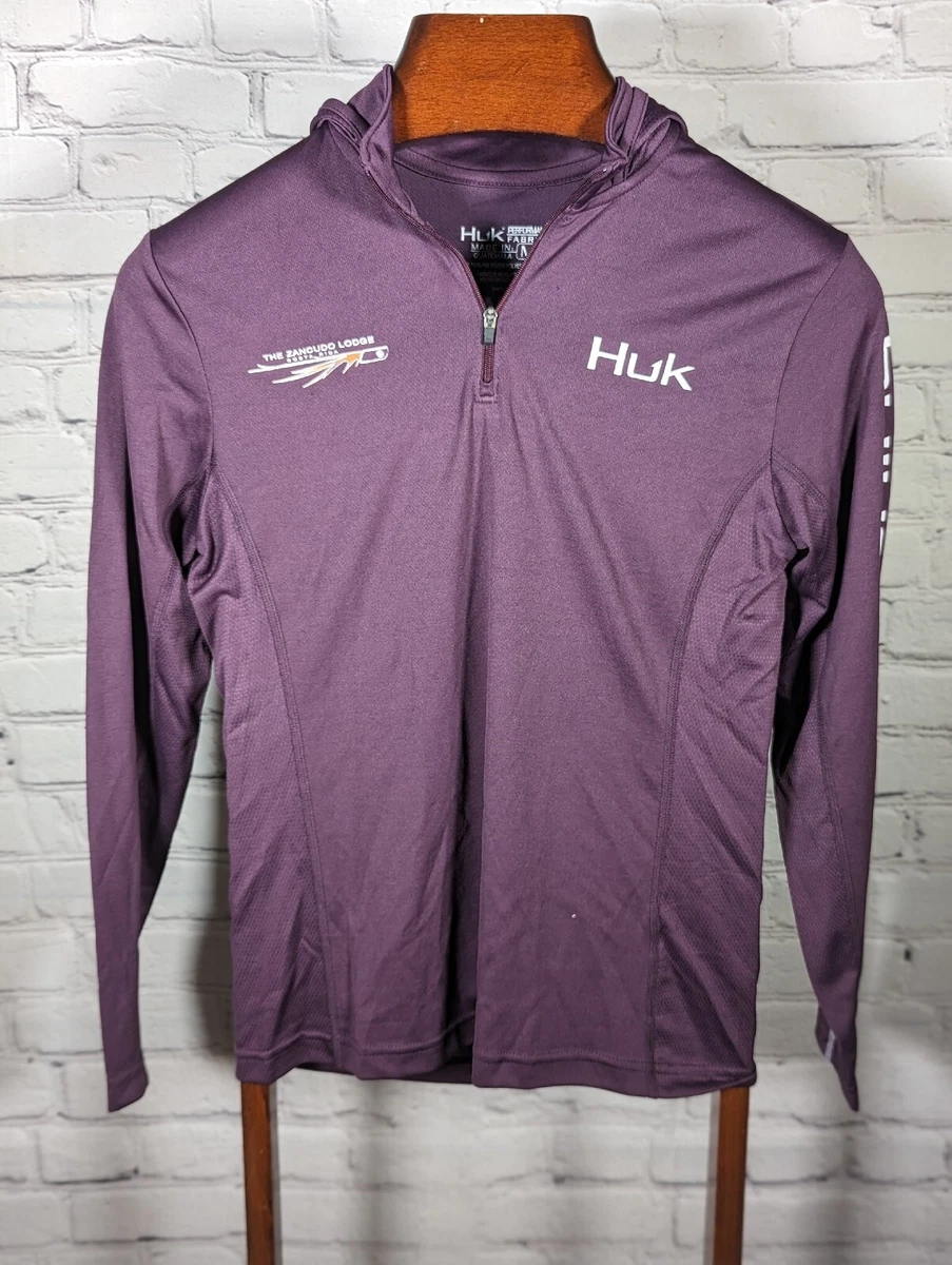 HUK Performance Fabrics Hoodie Womens Small Purple 1/4 Zip Fishing  Lightweight