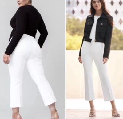 NEW On-the-Go Kick Flare Ankle Pant #20373Q Classic White Plus Sz 3X Petite