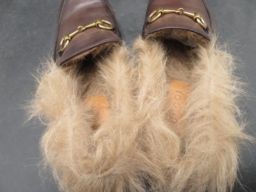 Gucci Princetown Horsebit Fur Lined Mule Flat Size US 7 Brown Leather - Picture 11 of 12