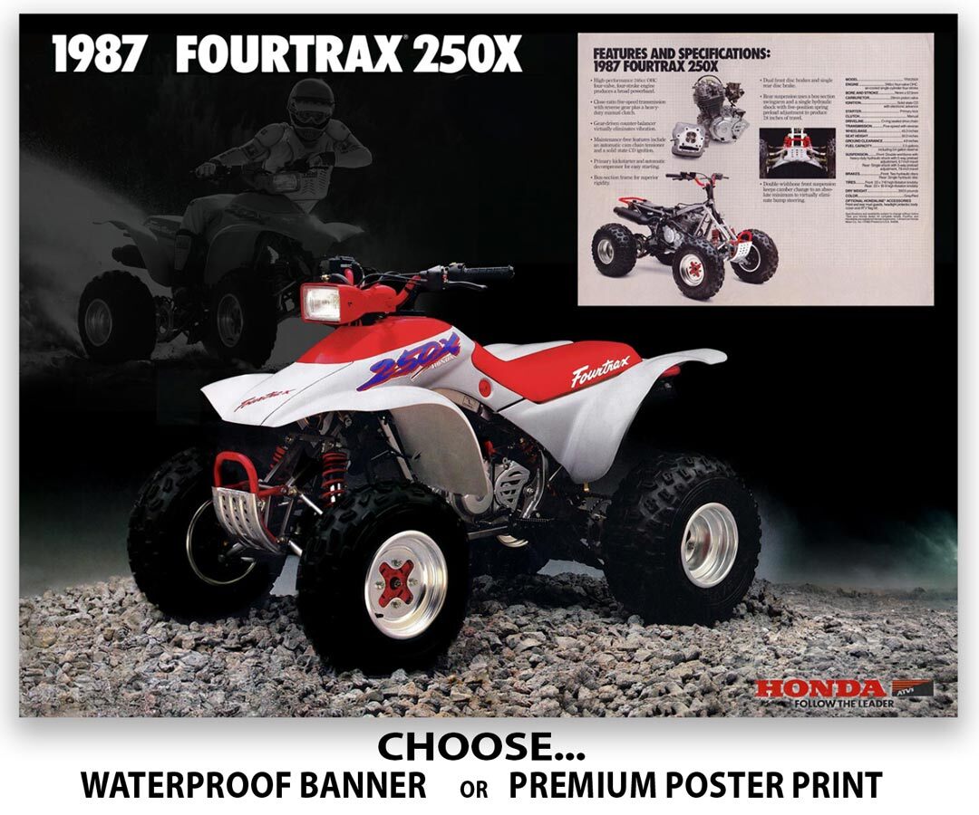 1987 Honda FourTrax 250X Flyer Poster Banner Ad OEM Brochure NOS