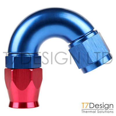 AN4 150 Grad PTFE Full Flow Geflechtschlauchverschraubung -4 AN04 JIC rot/blau