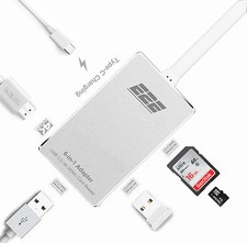E2E Silver USB 3.1 Type-C to HDMI USB 3.0 SD Card Hub for Macbook 12" A1534