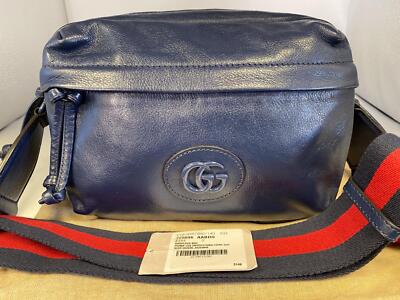 Authentic Gucci Piuma Lux Energy Navy Blue Shoulder Bag w/Blue