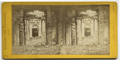 Tirage Albuminé Vintage – Ruines De La Commune, Paris Les Tuileries 1871 – Format 6x9,5 Cm – Original