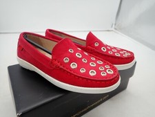 MARC JOSEPH NEW YORK Girls Leather Mott Street Grommet Detail Loafer size 12 red