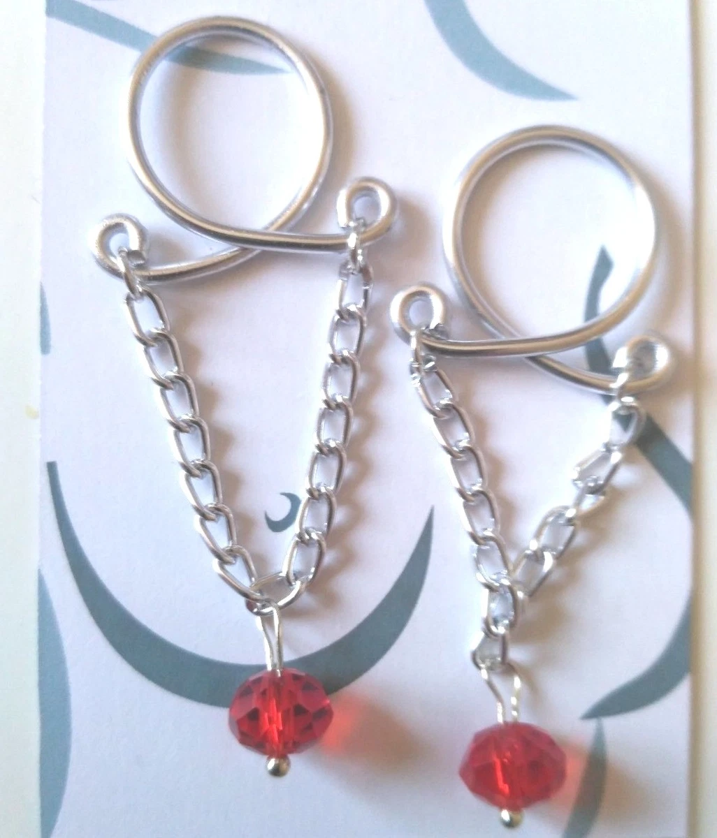 Erotic Jewelry Dangle Nipple Ring Body Jewellery Non Piercing Nipple Ring red UK