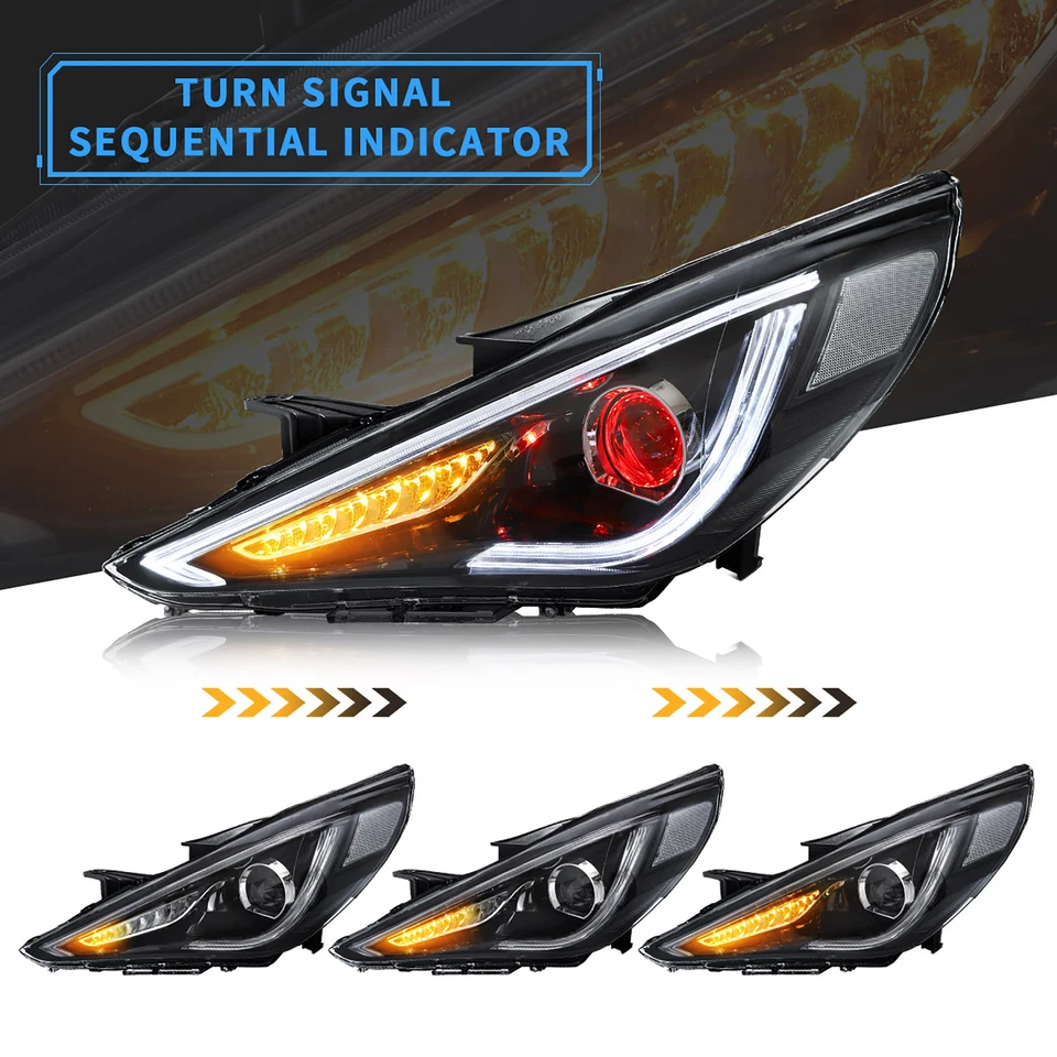 Faro proyector ojo de demonio LED DRL señal secuencial 11-14 para Hyundai Sonata Foto 3 de 4