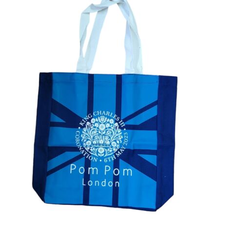 Collectible Coronation Tote PomPom London King Charles III 6 May 2023 Beach Bag - Picture 1 of 8