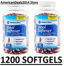 2 PACK -Member's Mark Stool Softener Softgels 600 ct (Total 1200 Ct) FREE SHIP