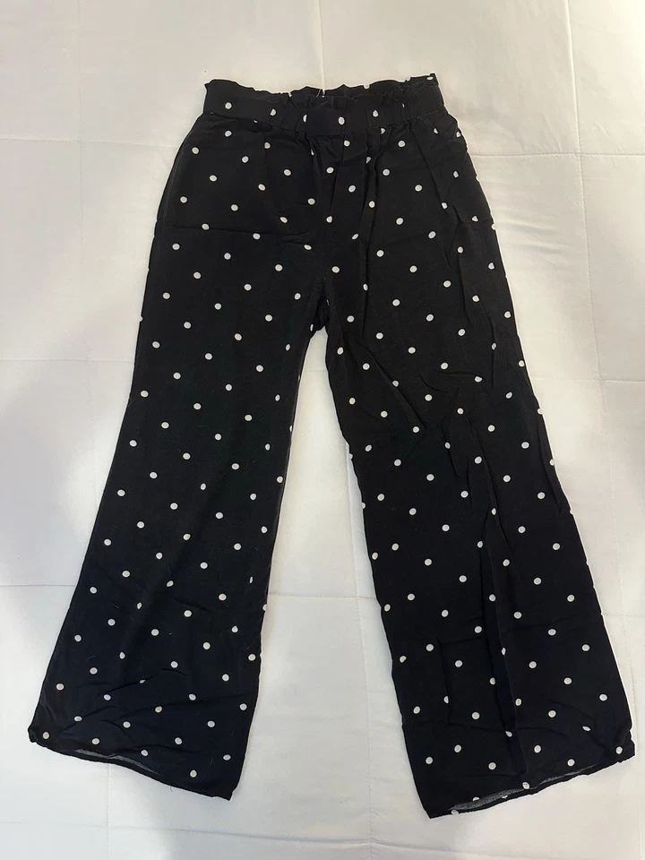 Aeropostale Women’s Polka Dot Two Piece Set Crop Top XS Pants S Black White - Image 2 of 4