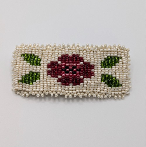 Vintage Hand Beaded Floral Barrette Seed Bead Hair Clip Southwestern Style