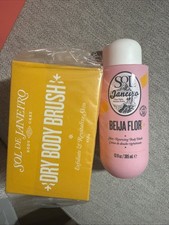 Set Of2. Sol de Janeiro Dry Body brush And Beira Flor 385ml Body Wash