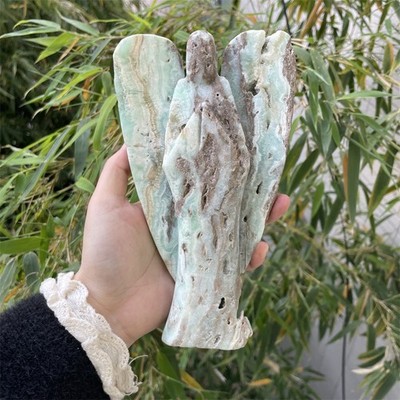 2.3LB 7.2''Natural A+Hemimorphite Angel Crystal Reiki Carving Heal Decor Gift