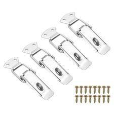 4Pcs 1.26" Cold-rolled Steel Spring Loaded Toggle Latch W Lock and Screw Silver