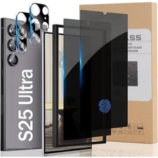 For Samsung Galaxy S25 Ultra, 2+2 Pack Privacy Screen Protector & Camera Lens Pr