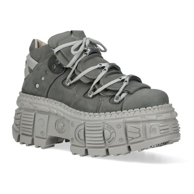 New Rock M-106WALL-C63 Grau Unisex Metallisch Leder Urban Plateau Gothic Stiefel