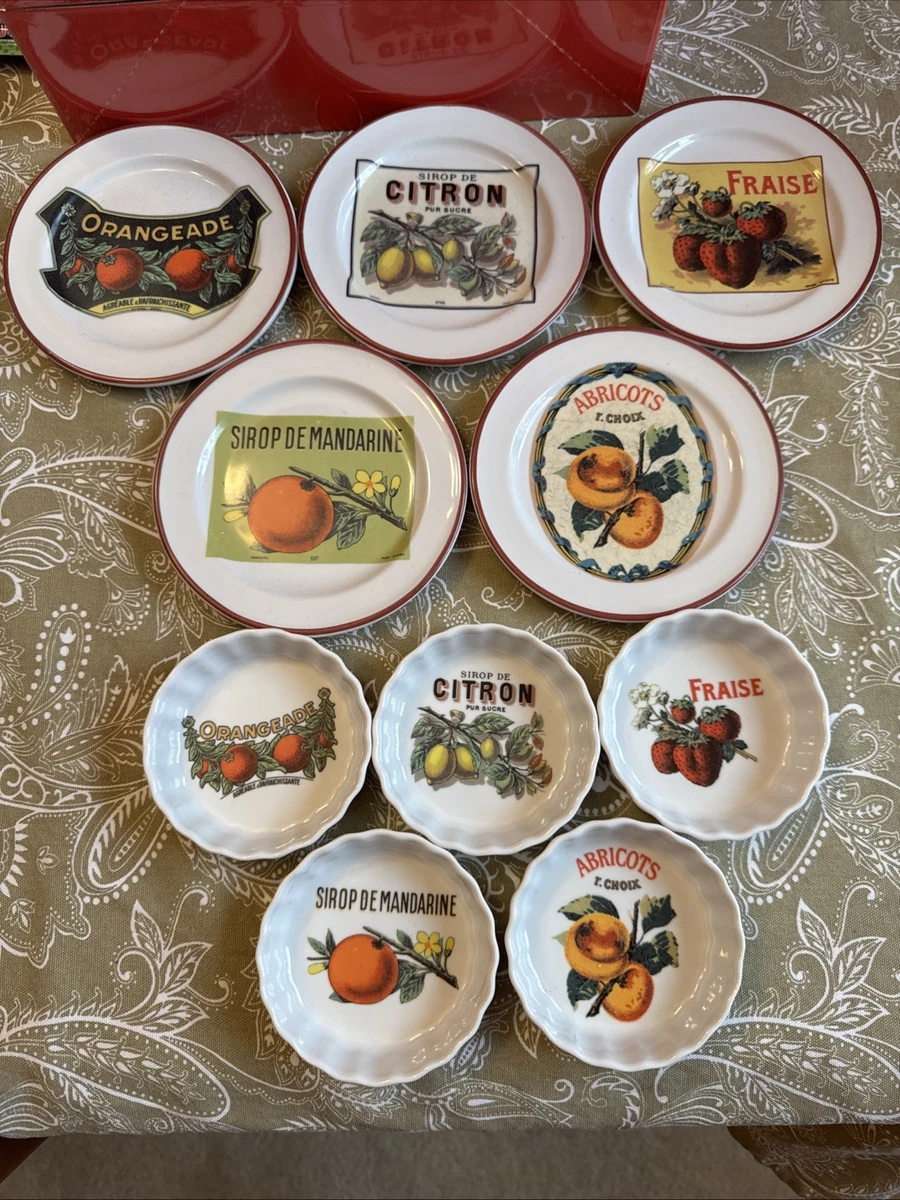 Lot De 3 Assiettes à Canapé Williams-Sonoma - Motif Illustrations Anciennes