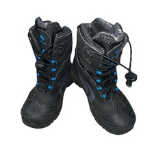 Columbia OmniHeat Boys Buggaboot Winter Snow Boots Black/Blue Sz 2 Excellent